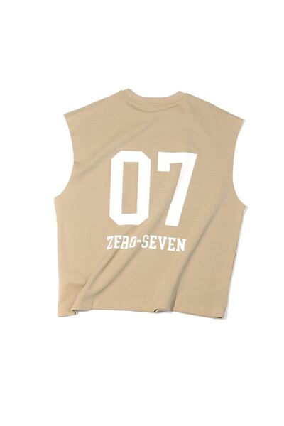 no7man Zero-Seven Khaki Oversize Sleeveless 100% Cotton Men's Tshirt
