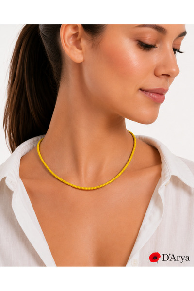 Darya Dd562 Yellow Heishi Beaded Choker Necklace
