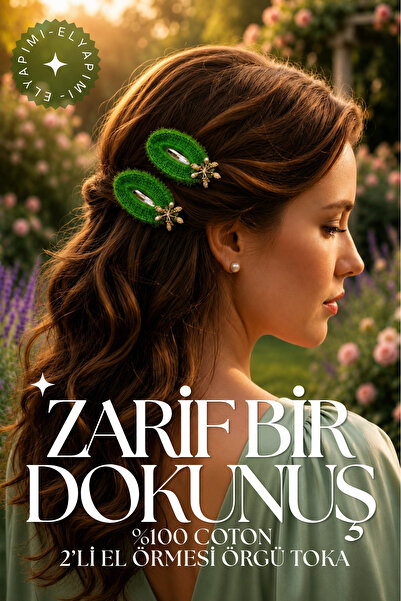Süslü 2'li Anne ve Çocuk Örgü Toka Seti