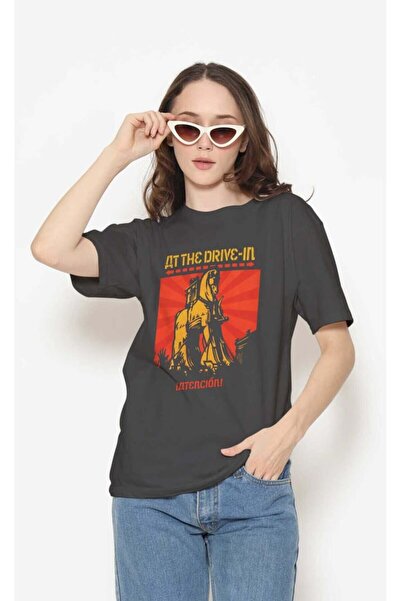 buzagi tasarım ürünleri At the Drive in Regular Fit Black Unisex T-Shirt