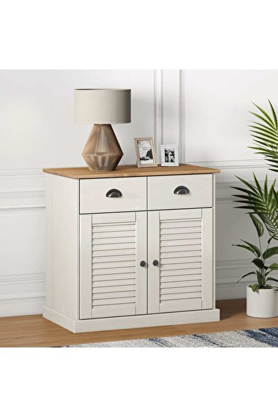 Concept Servantă cu sertare „VIGO” 78x40x75 cm, alb, lemn masiv de pin