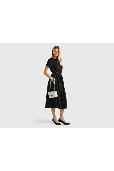 United Colors of Benetton Women's Cotton Midi Dress with Elastic Waist