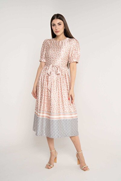mica Waisted Midi Dress with Waist Tie