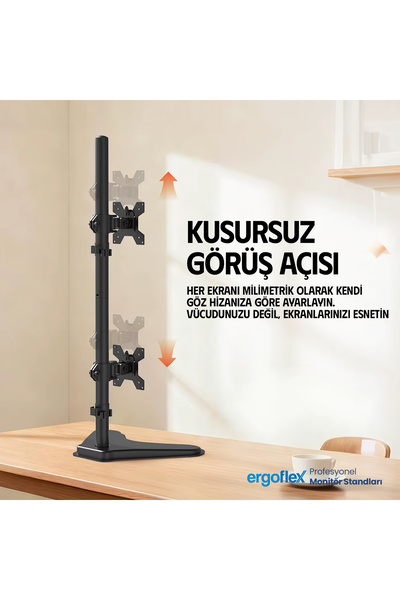 Ergoflex Ef73 13-27Inch Dual Arm Lift 2-8 kg Desktop Monitor Stand