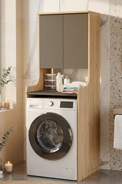 L'occi Concept Çamaşır Makinesi Üstü Dolabı Rivard Banyo Düzenleyici Raflı Ka...