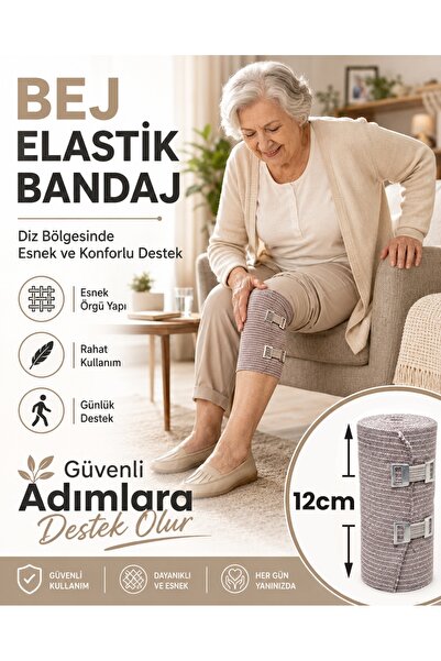 Life Care Elastik Bandaj 12 Cm X 4.5 M (GERİLMİŞ) Ten Rengi