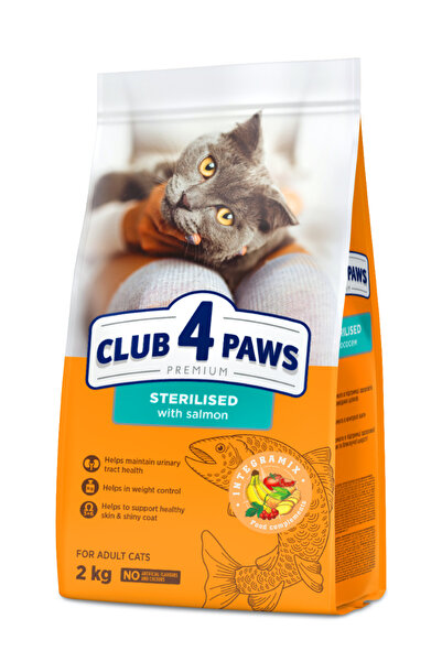 Club4Paws Club 4 Paws, Hrană uscată pentru pisici sterilizate, cu somon, 2kg