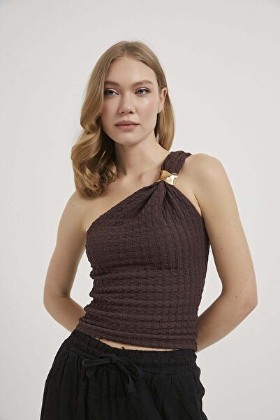 Arma Life Armalife 1641 Accessory Detailled One Shoulder Textured Stretchy Wo...