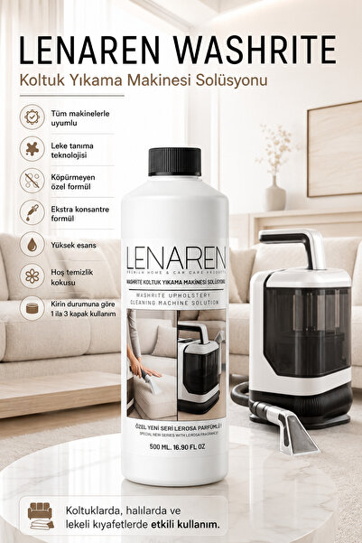Lenaren Washrite Halı ve Koltuk Yıkama Makinesi Şampuanı 500 ml Konsantre Lek...