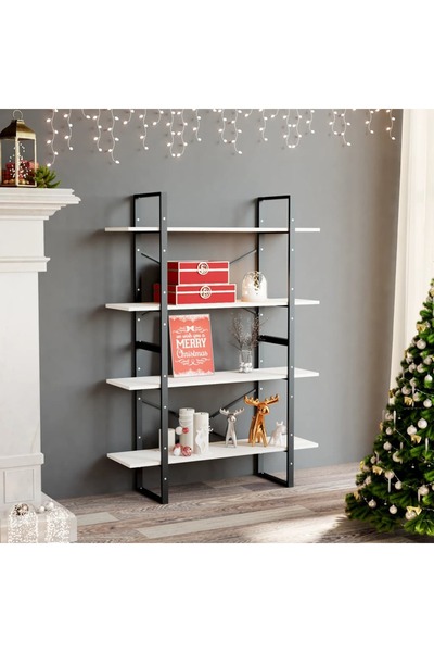 Concept Bibliotecă cu 4 rafturi, alb, 100x30x140 cm, lemn masiv de pin