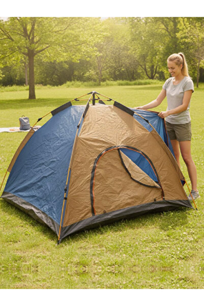 Yallabena 3-Panels Automatic Pop-Up Camping Tent - Family Size 200X200X145Cm