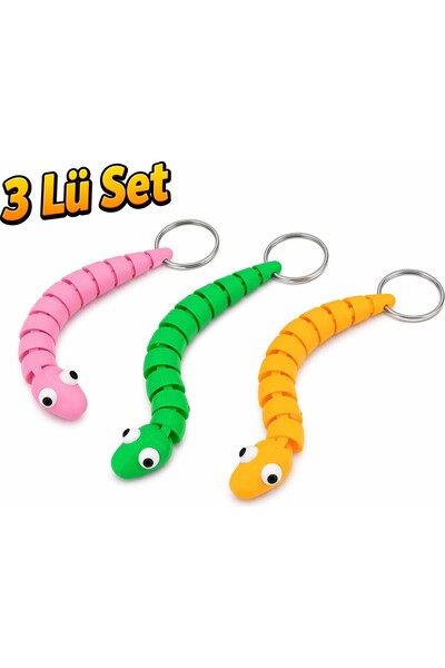 Yapı3D Set of 3 Articulated Keychains – Movable Cute Figure Keychain – Bag Ac...