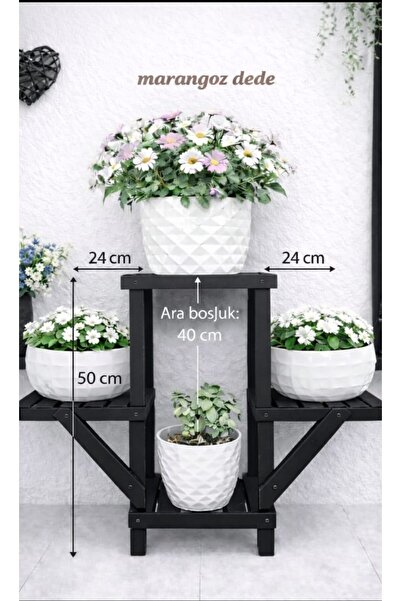 MarangozDede Ahşap Saksılık Saksı Standı Çiçeklik