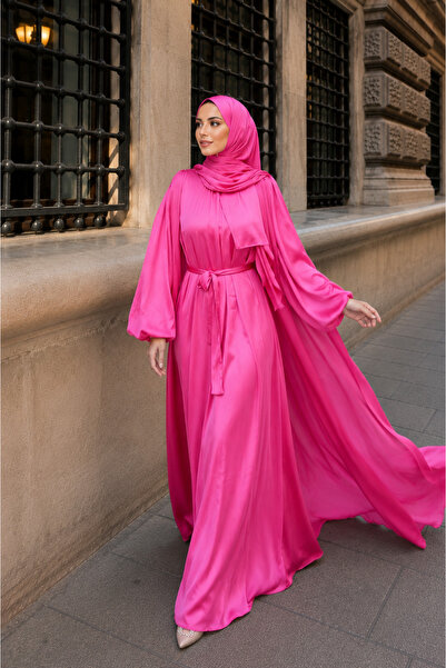 bellura Krinkıl İpek Saten 3'lü Abaya
