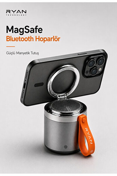 Ryan MagSafe Uyumlu Manyetik Bluetooth Hoparlör Telefon Standı Taşınabilir Mi...