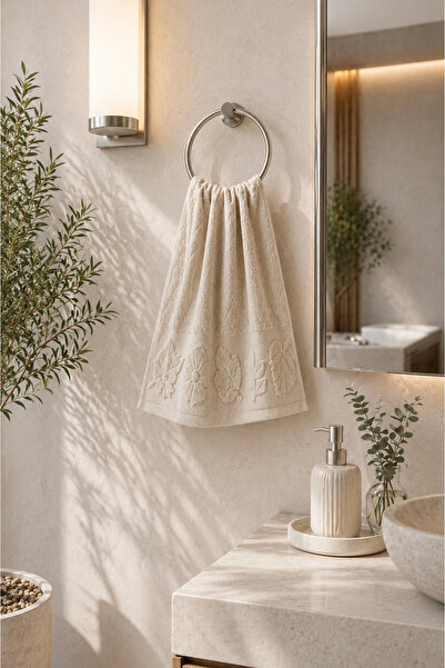 Bikaya Home Luxury Velvet Embossed Jacquard Hand Towel |   6 Pieces |   50X90...