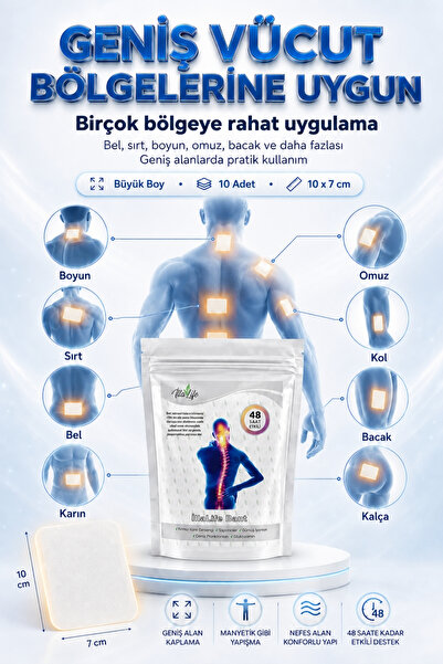 İlla Life Hızlı Etkili Büyük Boy Kırmızı Kore Ginseng Glukozamin Gümüş İyon Kolajen Doğal Zengin İçerik - Kas Eklem Bel Bacak Kol Boyun Sırt Omuz Karın Regl Için Bant Isı Bandı 10'lu