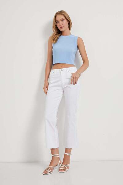 Arma Life Women's Loose Wide Leg Boy Fit High Waist White Pants