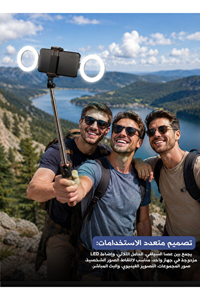 Generica Three-In-One Selfie Stick with Dual Led Fill Light - Wireless Blueto...