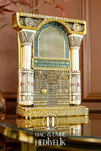 HUH Hac & Umre Hediyelik Lüks Gold Biblo Hediyelik Dekoratif Obje Dini Islami...