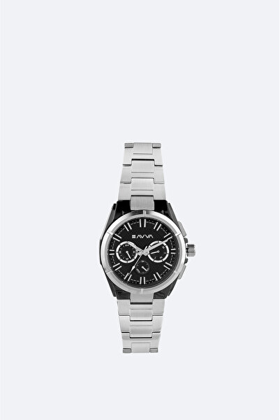 Avva Men's Black Gift Boxed Metal Band Wrist Watch B009036