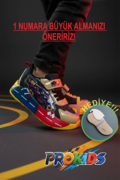 Prokids Işıklı ve Eğlenceli: Yarış Temalı Cırtlı Erkek Çocuk Spor Ayakkabı + ...