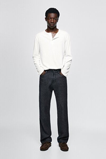 Massimo Dutti Keten straight fit denim pantolon