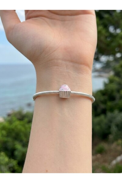 My Story Pembe Cupcake  Bileklikleri İçin Gümüş Charm
