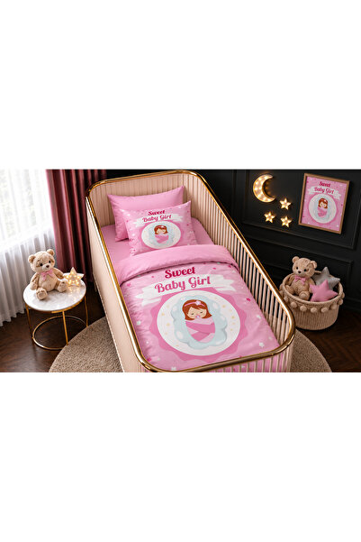 Fabeteks Sweet Baby Girl Single Digital Baby Bedding Set