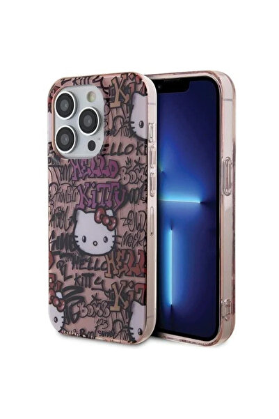 Hello Kitty Husă IML Tags Graffiti pentru iPhone 14 Pro - roz