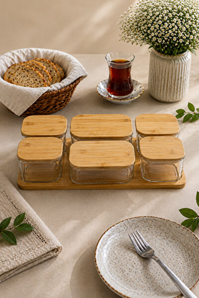 KaiHome 6-Piece Bamboo Glass Breakfast Bowl - with Tray and Vacuum Lid