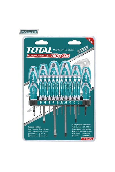 TOTAL Set 18 surubelnite - Cr-V (INDUSTRIAL)