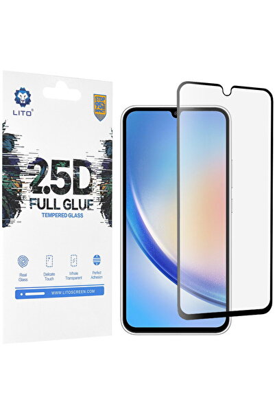 Lito Φιλμ για Samsung Galaxy A34 5G - 2.5D Γυαλί με Πλήρη Κόλλα - Μαύρο