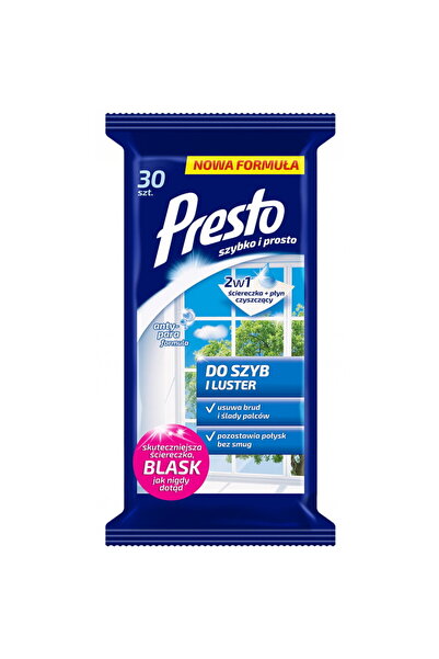 Presto Servetele umede pentru geamuri si oglinzi, 30 buc/pachet, - efect anti...