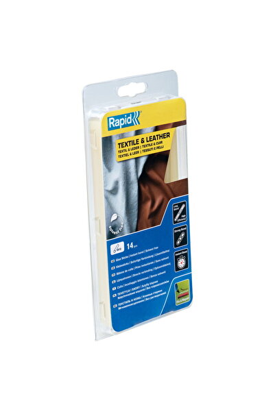 Rapid 5001418, set 14 batoane de adeziv, ptr textile si piele, galben, 12 x 1...