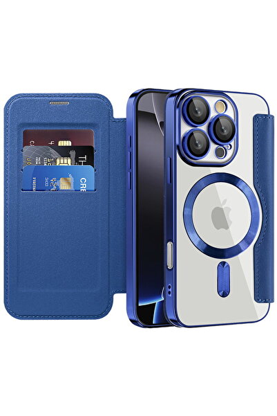 Techsuit Калъф за iPhone 16 Pro - SmartMag Book Case - Син