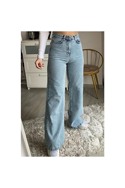 mooishan Blugi de damă Albert Blue Snow Wash cu talie super înaltă Lycra cu p...
