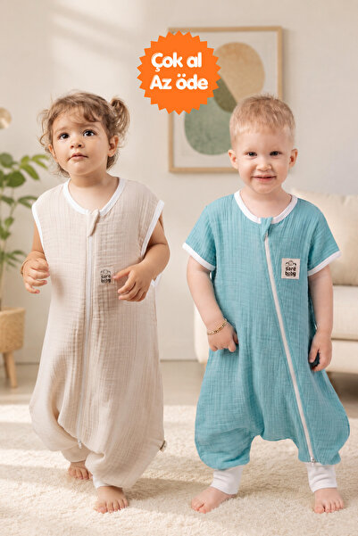 Sarebaby Müslin Uyku Tulumu Seti 2'li 0.5 Tog Oeko-tex Sertifikalı %100 Doğal...