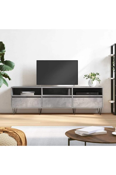 Concept Comodă TV, gri beton, 150x30x44,5 cm, lemn prelucrat