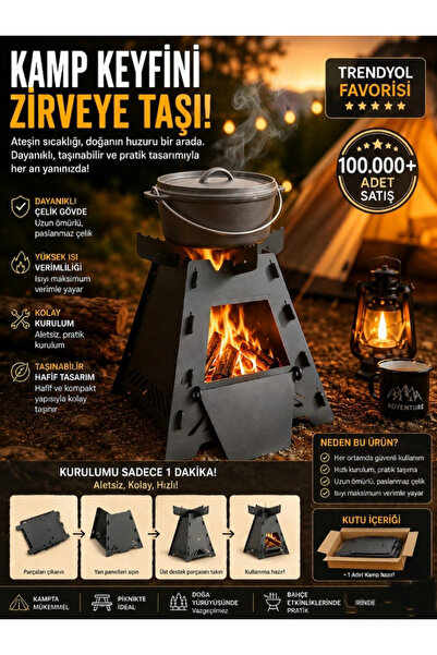 Tauros Atölye Tauros Premium Portatif Roket stove Kamp Ocağı Ve kamp sobası