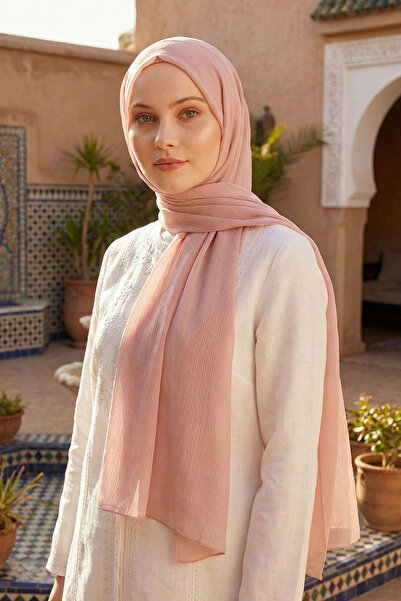 Armine شال شيفون مجعد عصري - ATSKRN-23 - بودرة