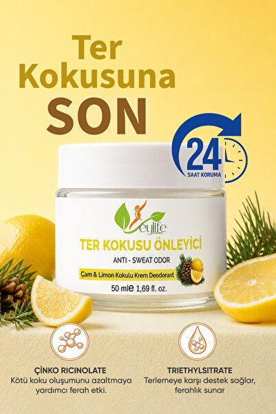 eylife naturel Krem Deodorant Çam & Limon Kokulu 50 ml