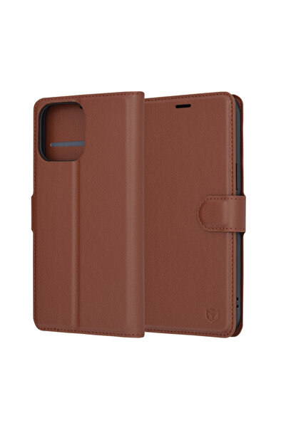 Techsuit Husă pentru iPhone 14 Pro Max - Techsuit Leather Folio - Maro