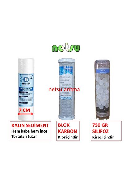netsu arıtma 3 lü-Daire,Bina Girişi Su Arıtma Yedek Filtresi-Tortu-Karbon-Sil...