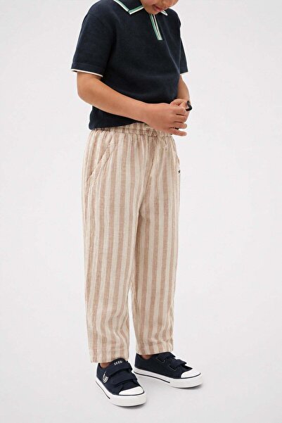 Cigit Pantaloni de muselina 1-7 ani cafea dungi