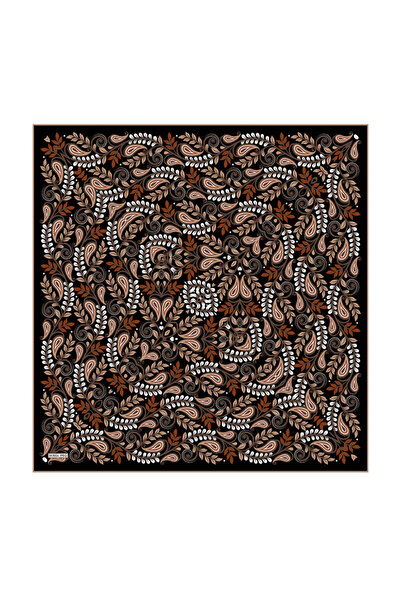 Bursa İpek Black Spike Pattern Twill Silk Scarf