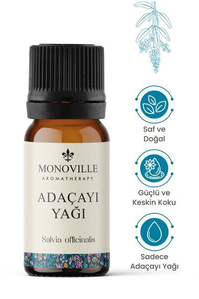 Monoville Adaçayı ( Acı Elma ) Uçucu Yağı 10 ml Saf ve Doğal (Sage Essential ...