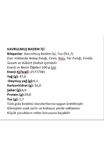 Emsal Tuzlu Badem Içi Kavrulmuş 1000 G