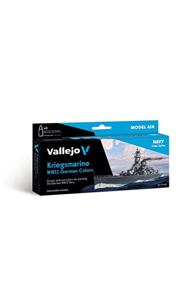 Vallejo 71615 8X18 Ml. Kriegsmarine Wwii German Colors, Model Air Series Mode...