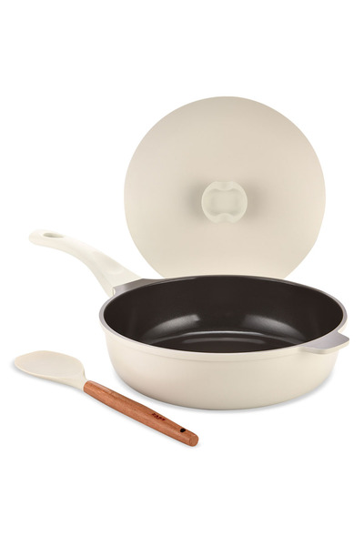 Zass Tigaie multifuncțională Gourmet ZG-ACS 07 din aluminiu, cu 4 piese, antiaderentă, înveliș ceramic, culoare crem